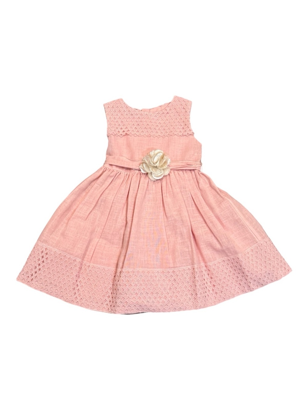 Mayoral Pink Lace Trim Girls Dress with Floral Accent